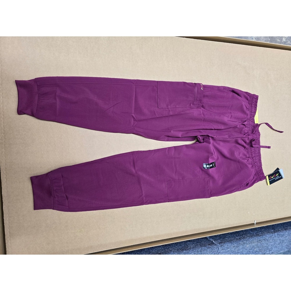 Heal Wear Premium Scrubwear Jogger Pants Plum Purple 4-Way Stretch XL New